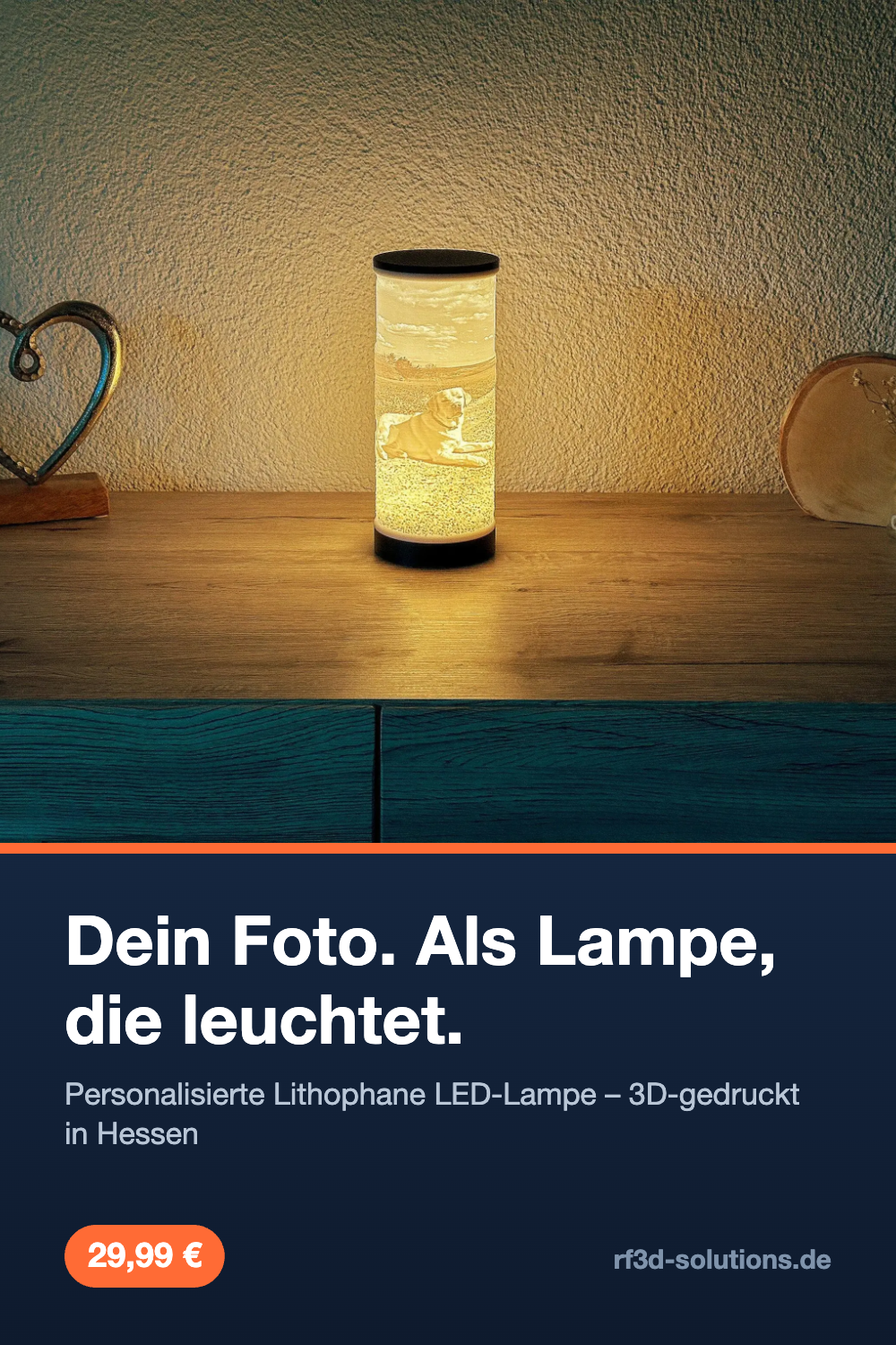 Lithophane LED Lampe mit deinem Foto – inkl. LED & Netzteil - RF3D Solutions